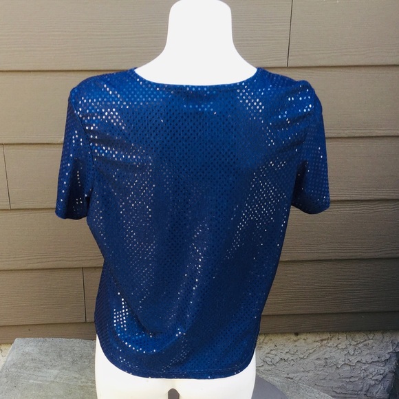 ConradC Navy Blue Top with iridescent flat sequins - Picture 4 of 8